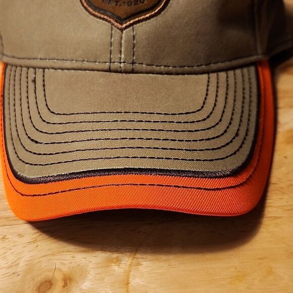 Eddie Bauer Tan with Hunter Orange Trim Sliderback Hat - New - Picture 3 of 8